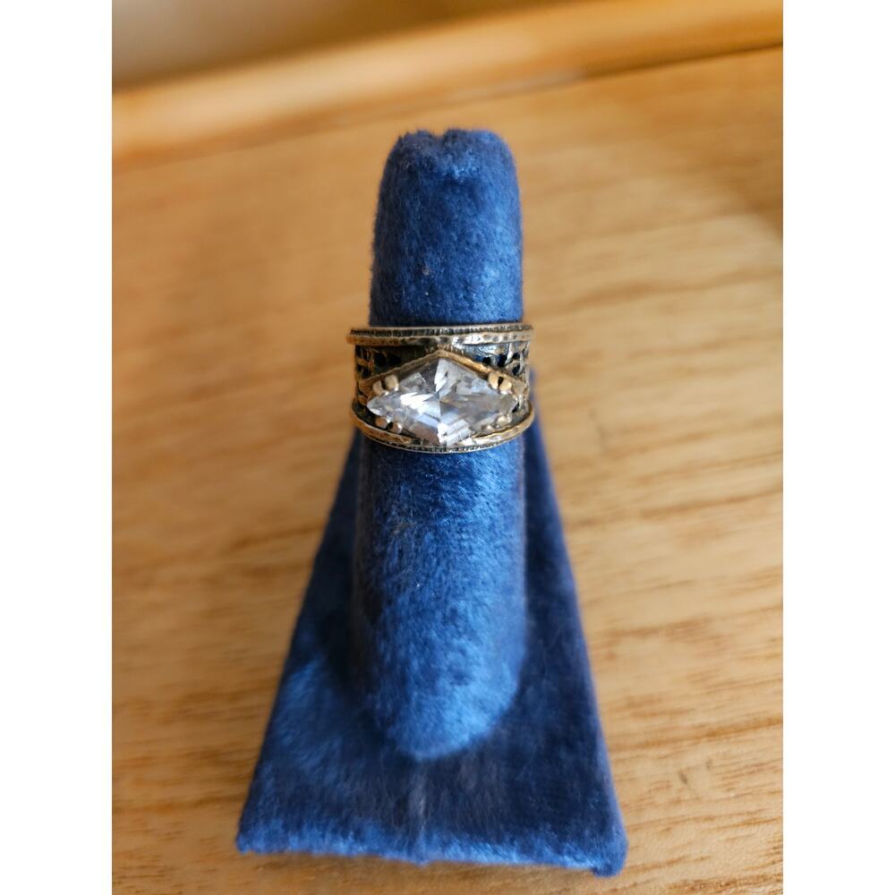 Silpada Art Deco Marquise Cut Cubic Zirconia Ring Size 6.5 - Picture 2 of 5